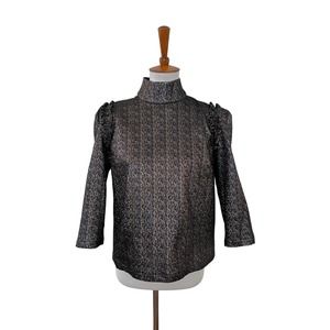 Sezane Metallic Black Blouse